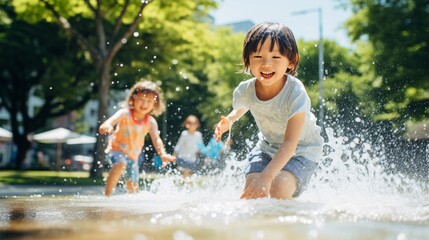 水遊びを楽しむ子どもたち
